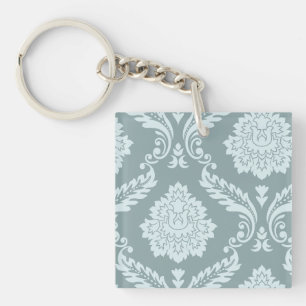 Rococo Damast Kunst I Eendenei Blauw+Turkoois Sleutelhanger