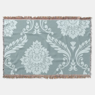Rococo Damast Kunst I Eendenei Blauw+Turquoise Deken