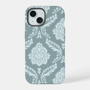Rococo Damast Kunst I Eendenei Blauw+Turquoise iPhone 15 Hoesje