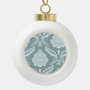 Rococo Damast Kunst I Eendenei Blauw+Turquoise Keramische Bal Ornament