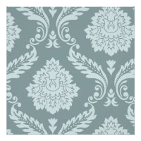 Rococo Damast Kunst I Eendenei Blauw+Turquoise