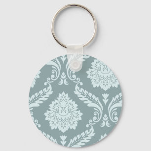 Rococo Damast Kunst I Eendenei Blauw+Turquoise Sleutelhanger