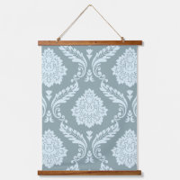 Rococo Damast Lg Patroon Eendenei Blauw+Turquoise