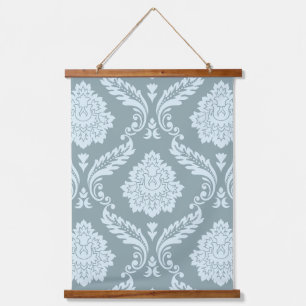 Rococo Damast Lg Patroon Eendenei Blauw+Turquoise Hangend Wandkleed