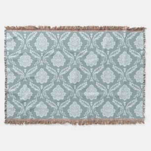 Rococo Damast Patroon Eendenei Blauw+Turquoise Deken