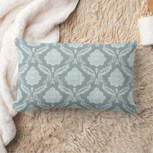 Rococo Damast Patroon Eendenei Blauw+Turquoise Kussen