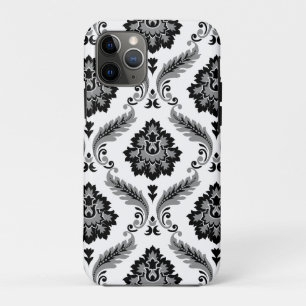 Rococo Damast Patroon Grijs Zwart Wit iPhone 11 Pro Hoesje