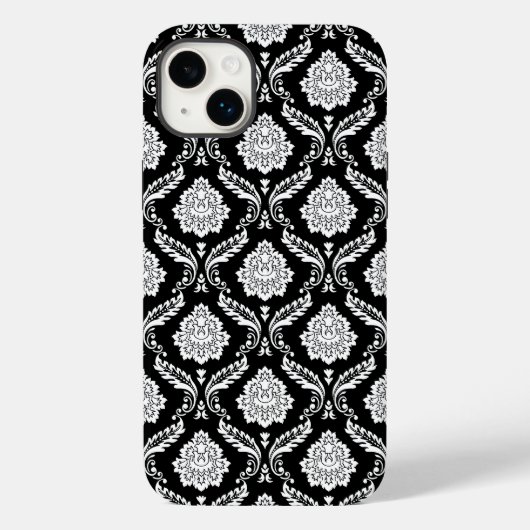 Rococo Damast Patroon Wit op Zwart Case-Mate iPhone Case (Achterkant)