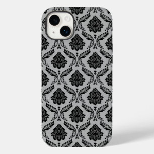 Rococo Damast Patroon Zwart op Grijs Case-Mate iPhone 14 Plus Hoesje