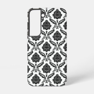 Rococo Damast Patroon Zwart op Wit Samsung Galaxy Hoesje
