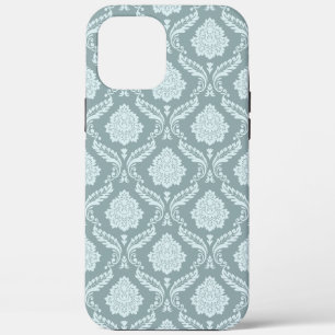 Rococo Damast Rpt Patroon Eendenei Blauw+Turquoise iPhone 12 Pro Max Hoesje