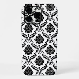 Rococo Damastpatroon Zwart op Wit iPhone 16 Pro Max Hoesje