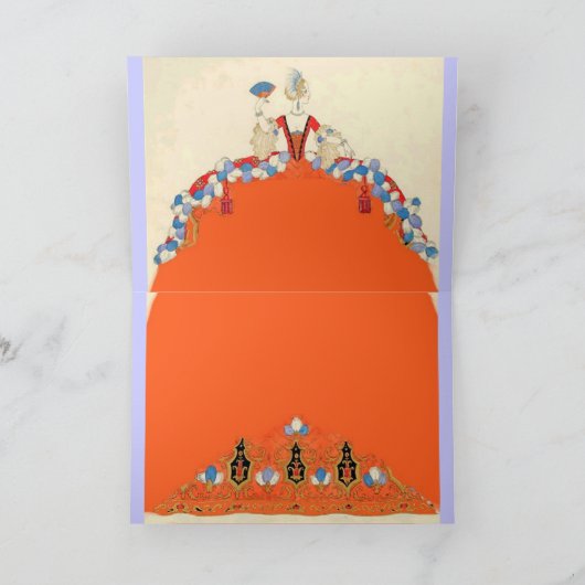 ROCOCO DAMES MODE KOSTUUMONTWERPER MONOGRAM NOTITIEKAARTJE (Binnen)