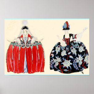 ROCOCO DAMES SCHOONHEID, MODE KOSTUUMONTWERPER POSTER