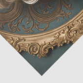 Rococo Duchess in Teal and Gold Decoupage Paper Tissuepapier (Detail)