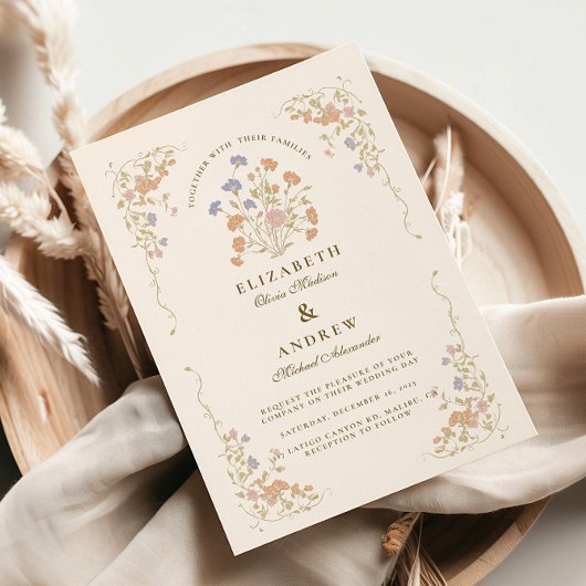 Rococo Floral Antiek Lijst bruiloft Kaart