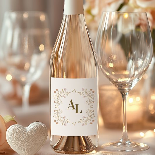 Rococo Floral Antiek Lijst bruiloft Wijn Etiket