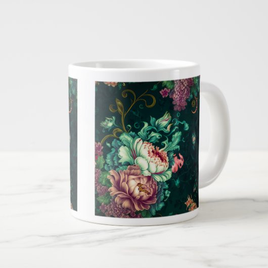 Rococo Floral Décor Jumbo Mug (Devant droit)