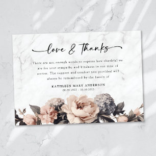 Rococo Floral Script begrafenis Bedankkaart