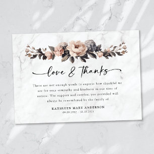 Rococo Floral Script begrafenis Bedankkaart