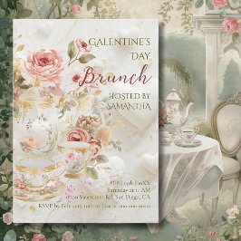 Rococo Floral Tea Galentine Brunch Soft Pastels Kaart