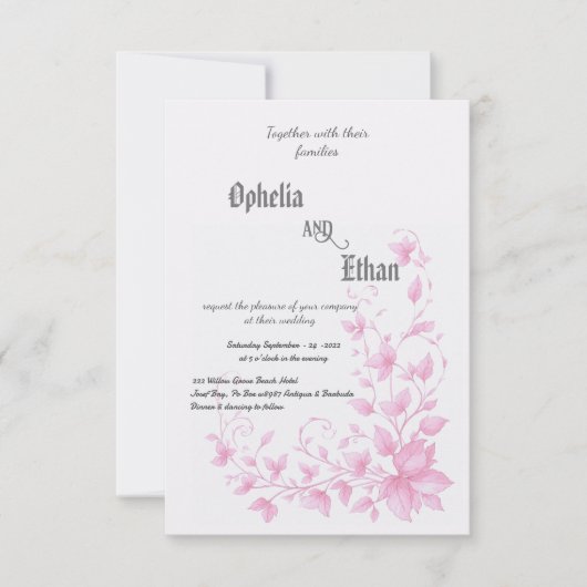 Rococo Floral Uitnodiging (Voorkant)