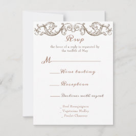 Rococo Florentine monochrome monogram RSVP Kaartje