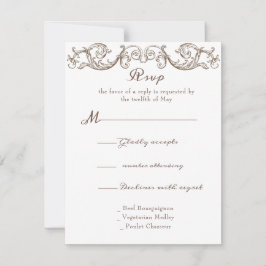 Rococo Florentine monochrome monogram RSVP Kaartje