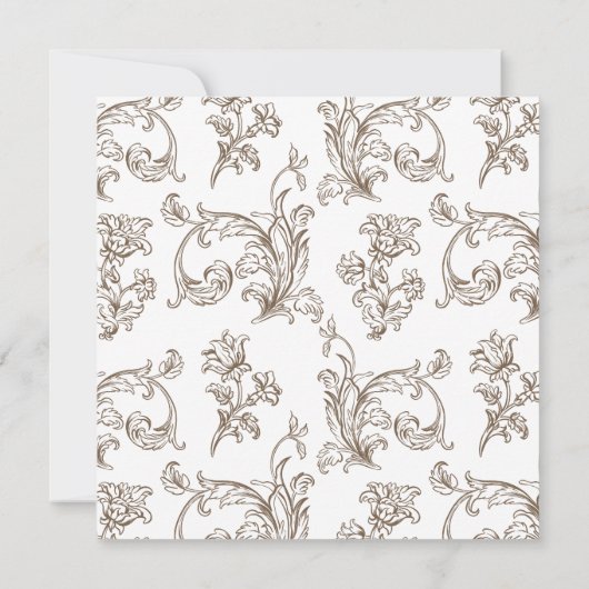 Rococo Florentine monochrome monogram Save The Date (Achterkant)