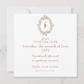 Rococo Florentine monochrome monogram Save The Date (Voorkant)
