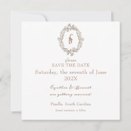 Rococo Florentine monochrome monogram Save The Date