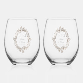 Rococo florentine monogram wijnglas zonder voet