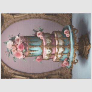 Rococo Franse Parijse Tiered Cake Decoupage Tissuepapier
