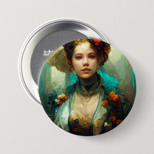Rococo Future Sci-Fi Fantasy Ronde Button 7,6 Cm (Voorkant /achterkant)