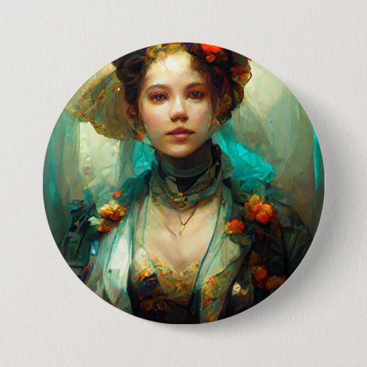 Rococo Future Sci-Fi Fantasy Ronde Button 7,6 Cm (Voorkant)