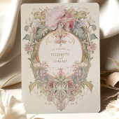 Rococo-geïnspireerde Hibiscus Pastel Botanische br Kaart