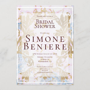 Rococo Gold Filigree Bridal Shower Kaart