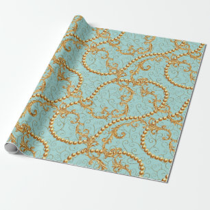 Rococo-golden elementen naadloos patroon. Goudteks Cadeaupapier