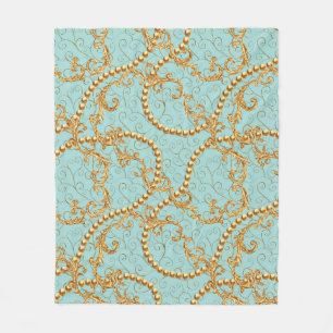 Rococo-golden elementen naadloos patroon. Goudteks Fleece Deken