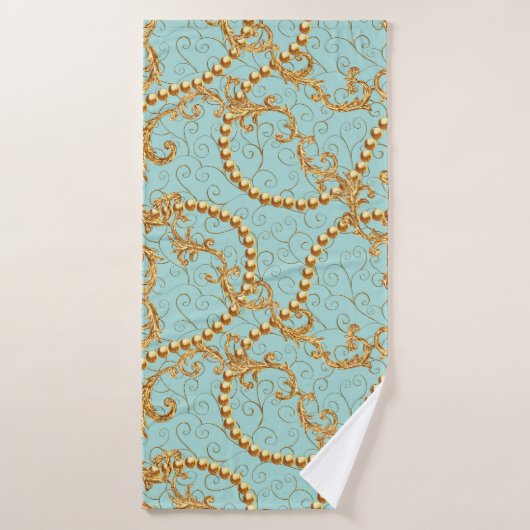 Rococo golden elements seamless pattern. Gold text (Serviette de bain)