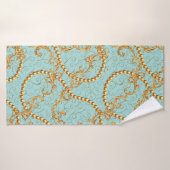 Rococo golden elements seamless pattern. Gold text (Serviette de bain)