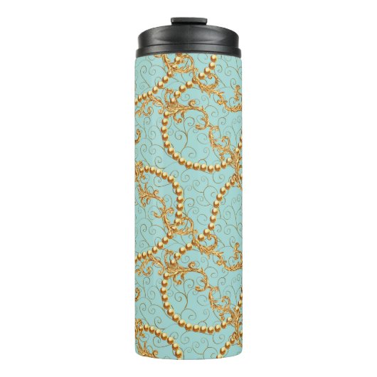 Rococo golden elements seamless pattern. Gold text Thermosbeker (Voorkant)
