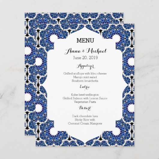 Rococo Indigo beau menu Mariage bleu (Devant / Derrière)