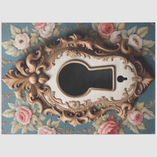 Rococo Keyhole Decoupage Papier –  Lijst (Voorkant)