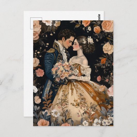 Rococo Koppel Romantische Trouw Verlovingsgelukwen Briefkaart (Voorkant / Achterkant)