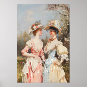 Rococo-kunstprint meerwandeling picknick, vintage  poster
