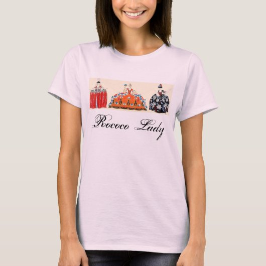 ROCOCO LADY ART DECO MODE COSTUME ONTWERP T-SHIRT (Voorkant)