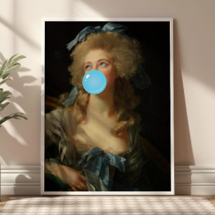 Rococo Lady met Bubblegum Altered Art Print
