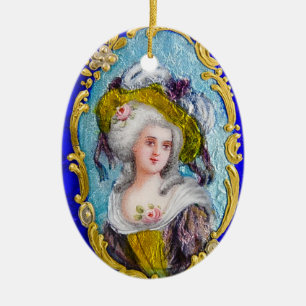 ROCOCO LADY MET PINKROSES KERAMISCH ORNAMENT
