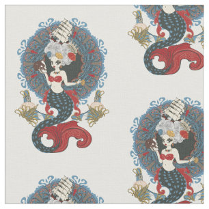 Rococo mermaid art nouveau card stof